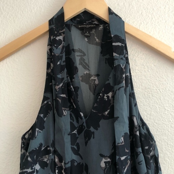 Banana Republic Floral Blue Neck Tie Dress - Picture 4 of 6